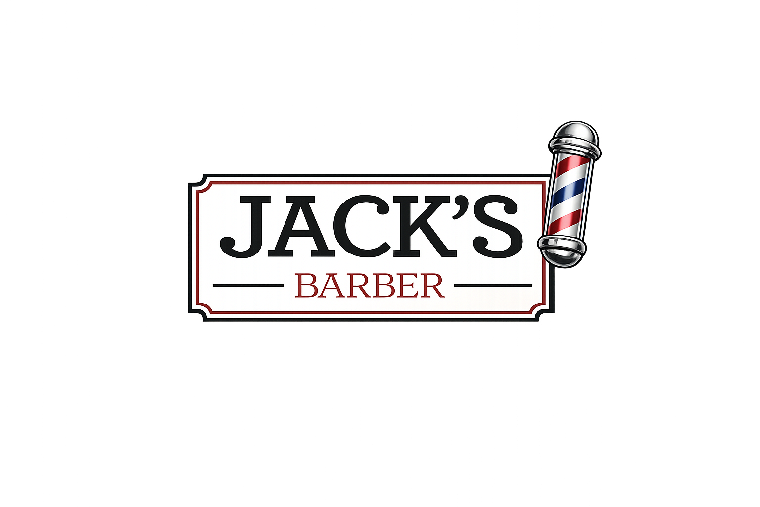 Jack's Barbers Belfast logo with vintage sign and barber pole